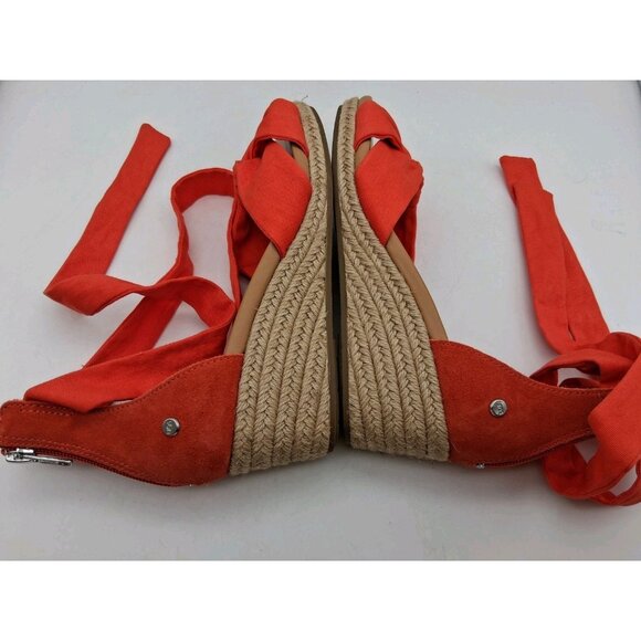 UGG Yarrow Sz 7 Orange Wedge Heel Open Sandal Casual Straps Open Toe Zipper EUC - Picture 13 of 16